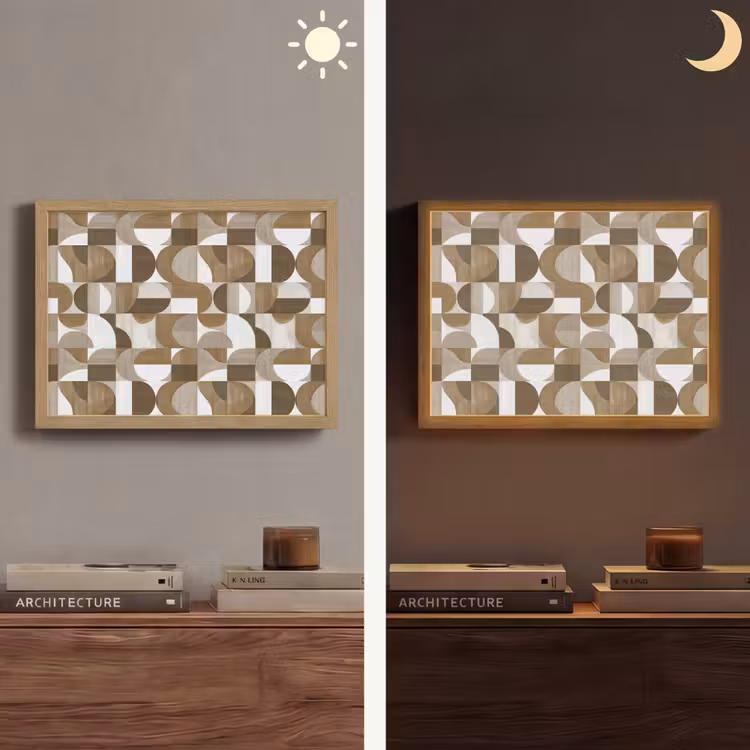 Abstract - Retro - Bruin Light Box met batterij (Wandlamp) middel 907 -sfeer3