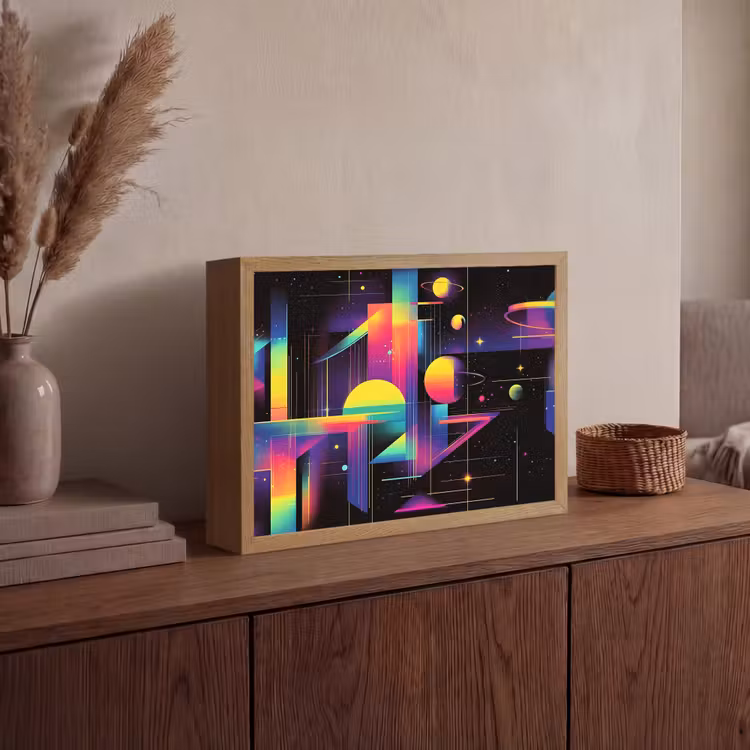 Abstract - Vormen - Kleurrijk - Lijnen Light Box met batterij (Wandlamp) middel -sfeer2