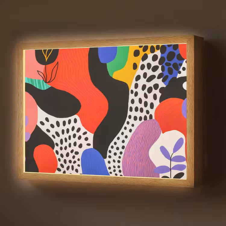 Abstract - Vormen - Kleuren - Stippen Light Box met batterij (Wandlamp) middel -z3d_website