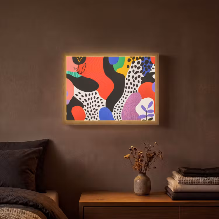 Abstract - Vormen - Kleuren - Stippen Light Box met batterij (Wandlamp) middel -sfeer4