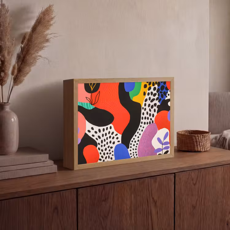 Abstract - Vormen - Kleuren - Stippen Light Box met batterij (Wandlamp) middel -sfeer2