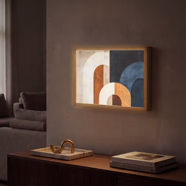Abstract - Vormen - Donkerblauw Light Box met batterij (Wandlamp) middel -sfeer1