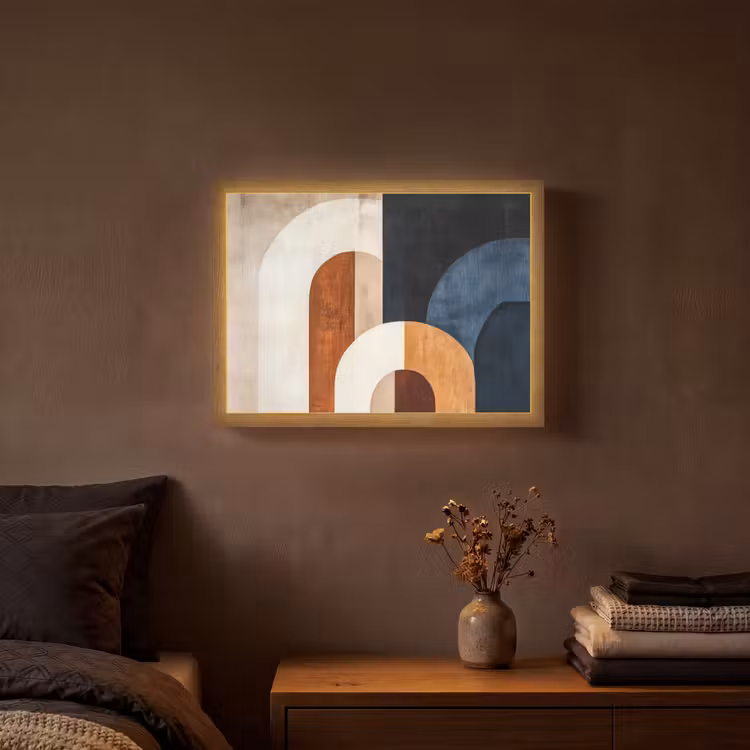 Abstract - Vormen - Donkerblauw Light Box met batterij (Wandlamp) middel -sfeer4