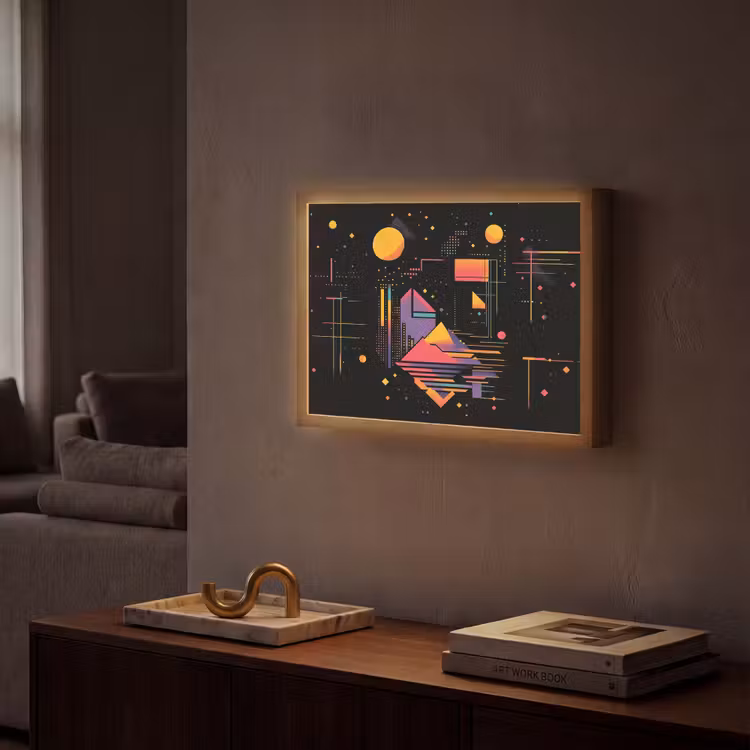 Abstract - Vormen - Lijnen - Kleurrijk Light Box met batterij (Wandlamp) middel -sfeer1