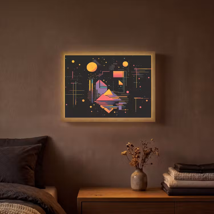 Abstract - Vormen - Lijnen - Kleurrijk Light Box met batterij (Wandlamp) middel -sfeer4