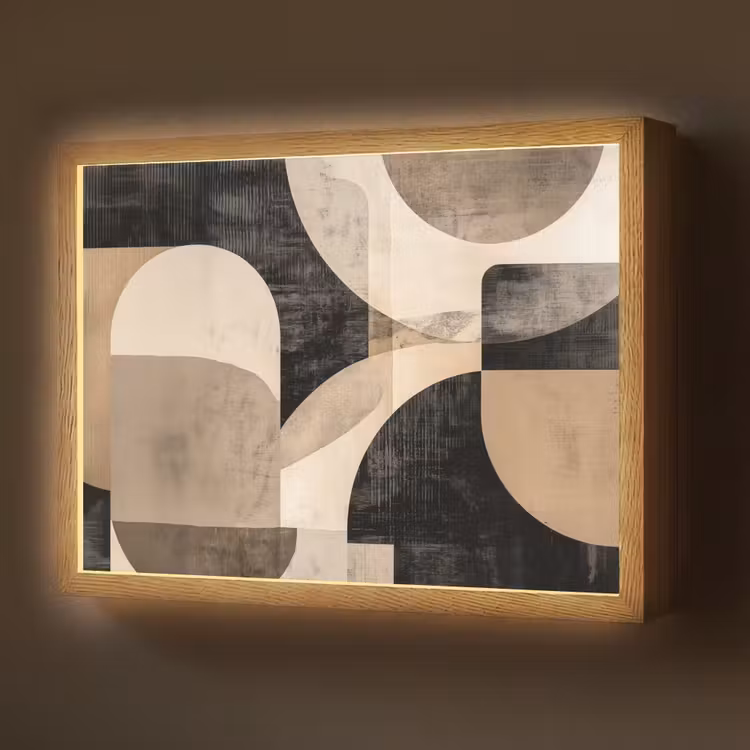 Abstract - Vormen - Modern - Beige Light Box met batterij (Wandlamp) middel -z3d_website