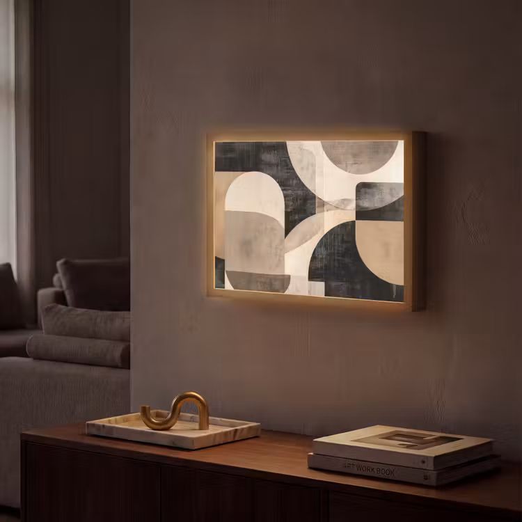 Abstract - Vormen - Modern - Beige Light Box met batterij (Wandlamp) middel -sfeer1
