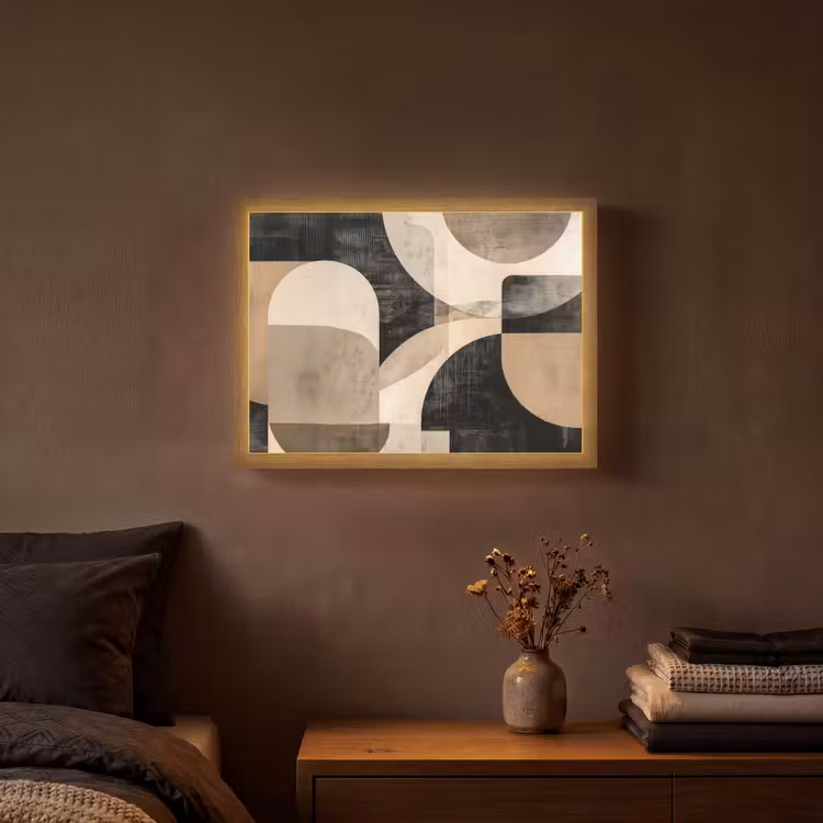 Abstract - Vormen - Modern - Beige Light Box met batterij (Wandlamp) middel -sfeer4
