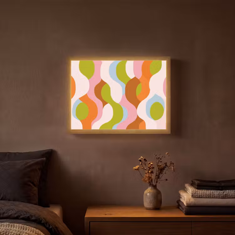 Abstract - Vormen - Roze Light Box met batterij (Wandlamp) middel -sfeer4