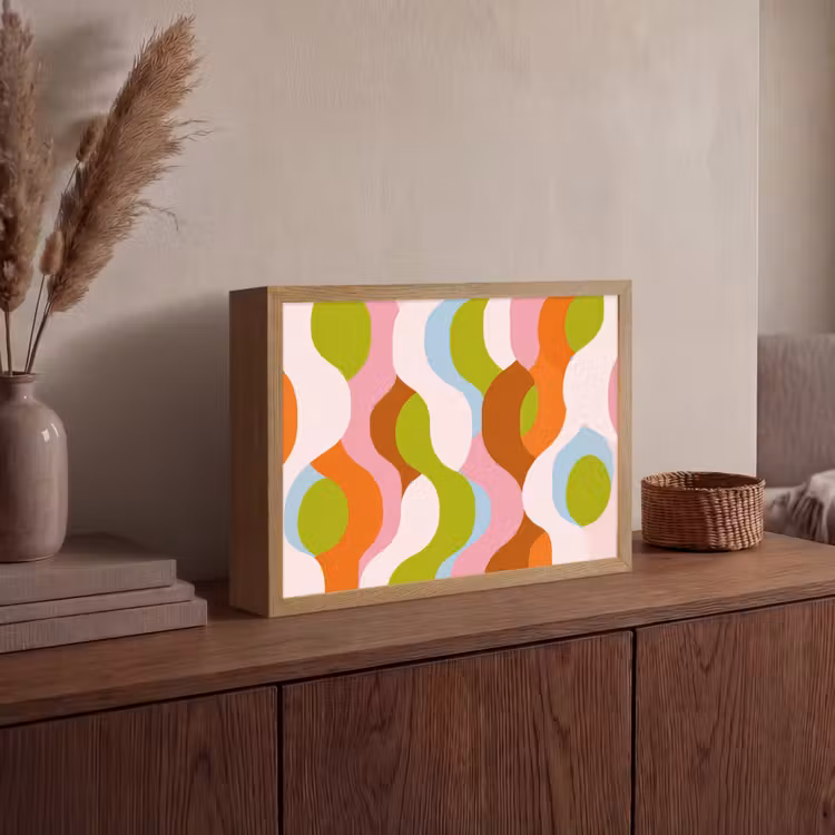 Abstract - Vormen - Roze Light Box met batterij (Wandlamp) middel -sfeer2