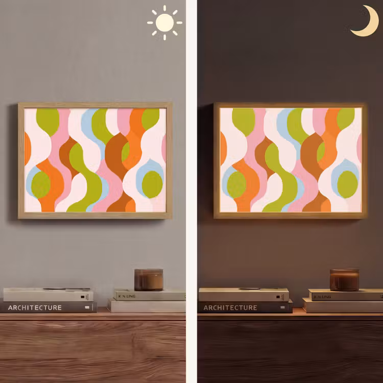 Abstract - Vormen - Roze Light Box met batterij (Wandlamp) middel -sfeer3