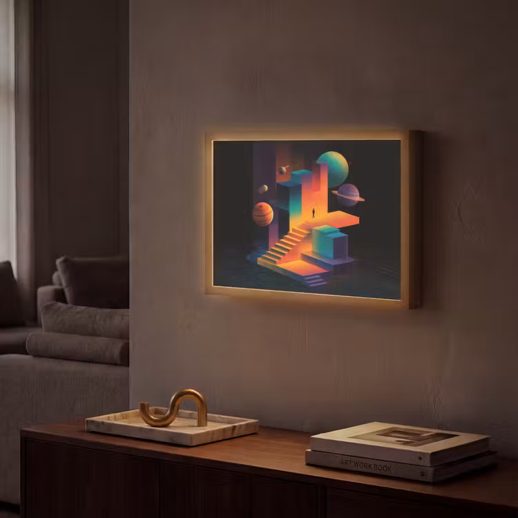Abstract - Trappen - Mens - Planeten Light Box met batterij (Wandlamp) middel -sfeer1