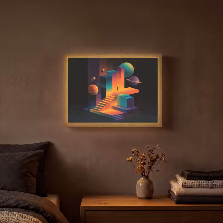 Abstract - Trappen - Mens - Planeten Light Box met batterij (Wandlamp) middel -sfeer4