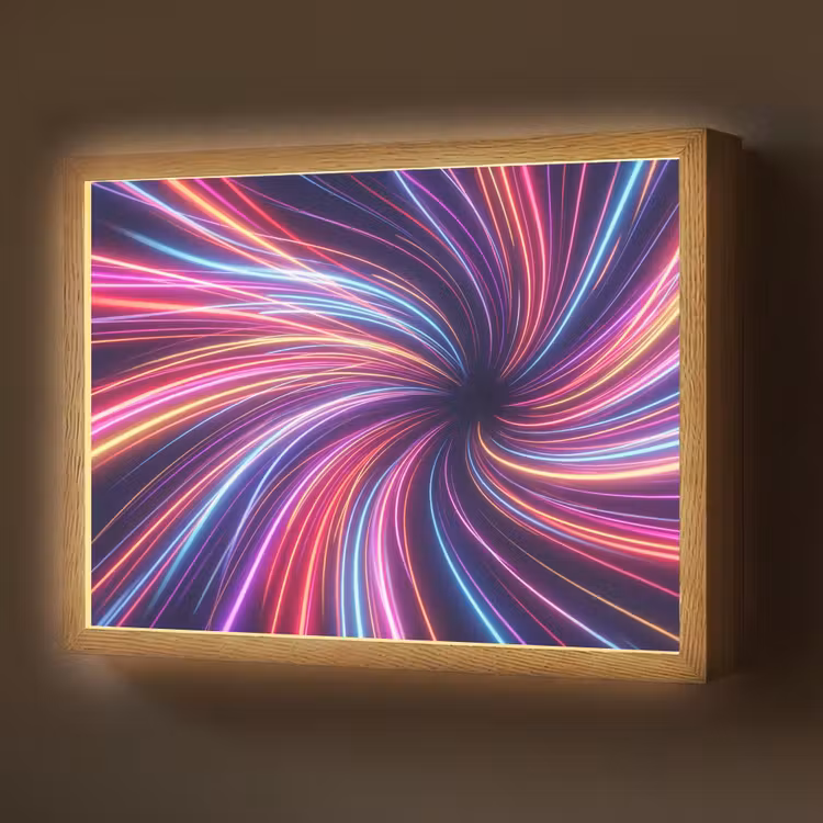 Abstract - Swirl - Futuristic - Neon Light Box met batterij (Wandlamp) middel -z3d_website