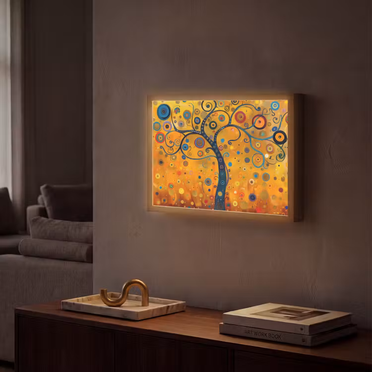 Abstract - Boom - Levensboom - Modern Light Box met batterij (Wandlamp) middel -sfeer1