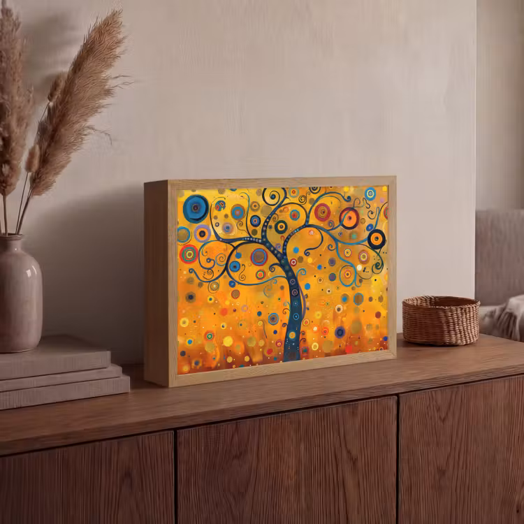 Abstract - Boom - Levensboom - Modern Light Box met batterij (Wandlamp) middel -sfeer2