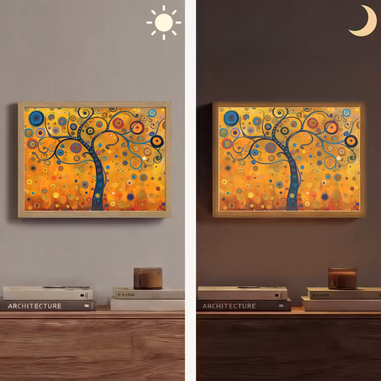 Abstract - Boom - Levensboom - Modern Light Box met batterij (Wandlamp) middel -sfeer3