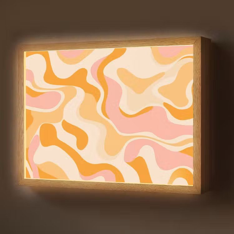 Abstract - Golvend - Oranje Light Box met batterij (Wandlamp) middel -z3d_website