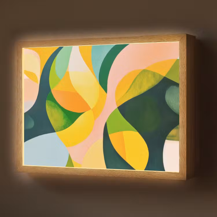 Abstract - Geel - Roze - Groen Light Box met batterij (Wandlamp) middel -z3d_website