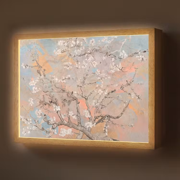 Amandelbloesem - Kunst - Van Gogh - Pastel Light Box met batterij (Wandlamp) middel -z3d_website
