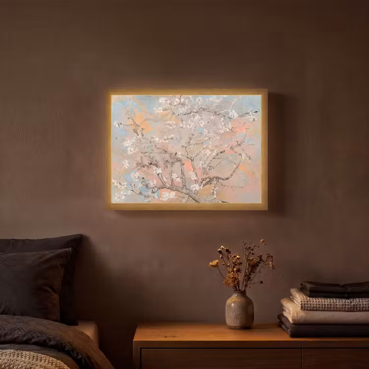 Amandelbloesem - Kunst - Van Gogh - Pastel Light Box met batterij (Wandlamp) middel -sfeer4