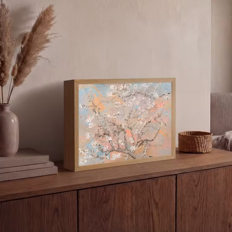 Amandelbloesem - Kunst - Van Gogh - Pastel Light Box met batterij (Wandlamp) middel -sfeer2