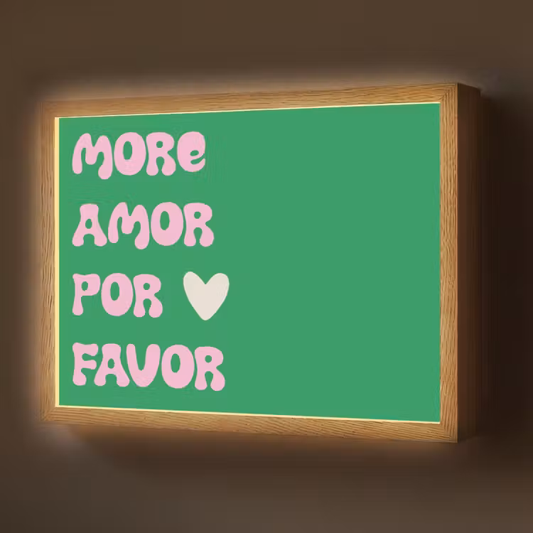 Amor - Valentijn - Groen - Tekst Light Box met batterij (Wandlamp) middel -z3d_website