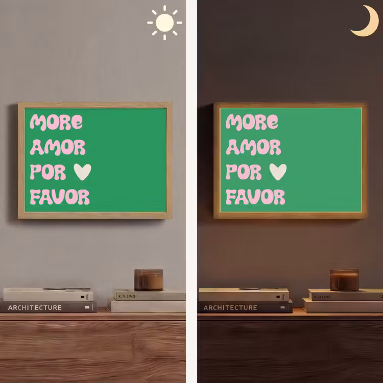 Amor - Valentijn - Groen - Tekst Light Box met batterij (Wandlamp) middel -sfeer3