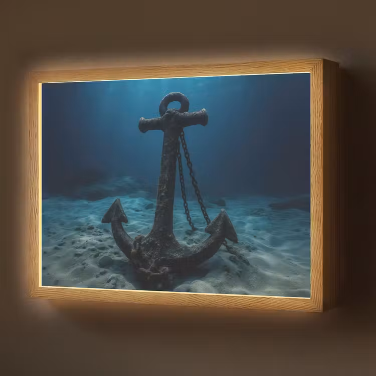 Anker - Ijzer - Zeebodem - Zand Light Box met batterij (Wandlamp) middel -z3d_website