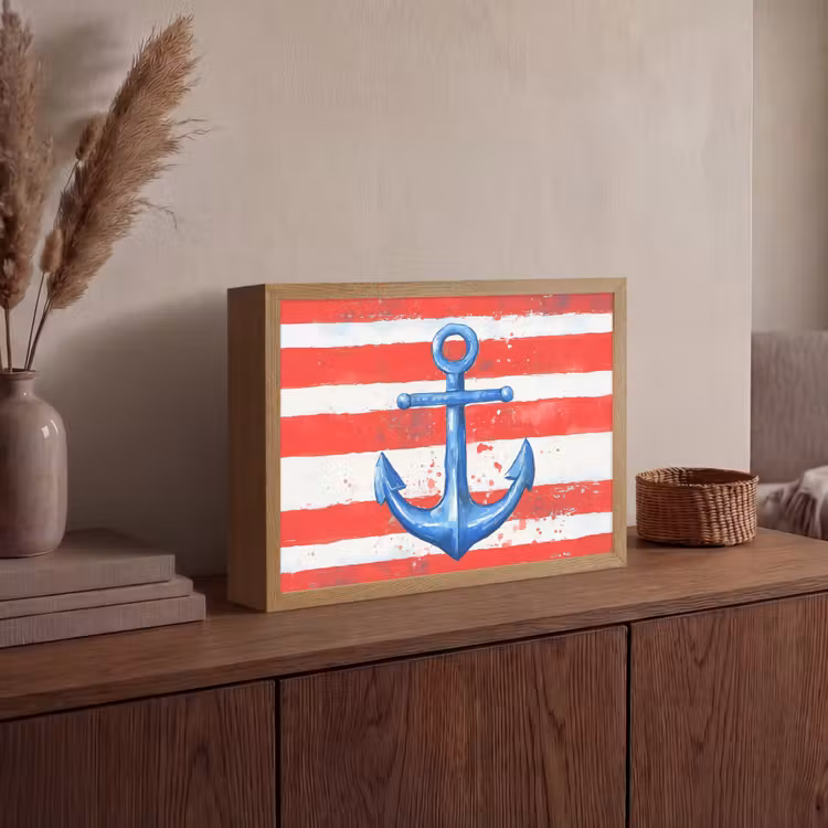 Anker - Verfspatten - Rood - Blauw Light Box met batterij (Wandlamp) middel -sfeer2