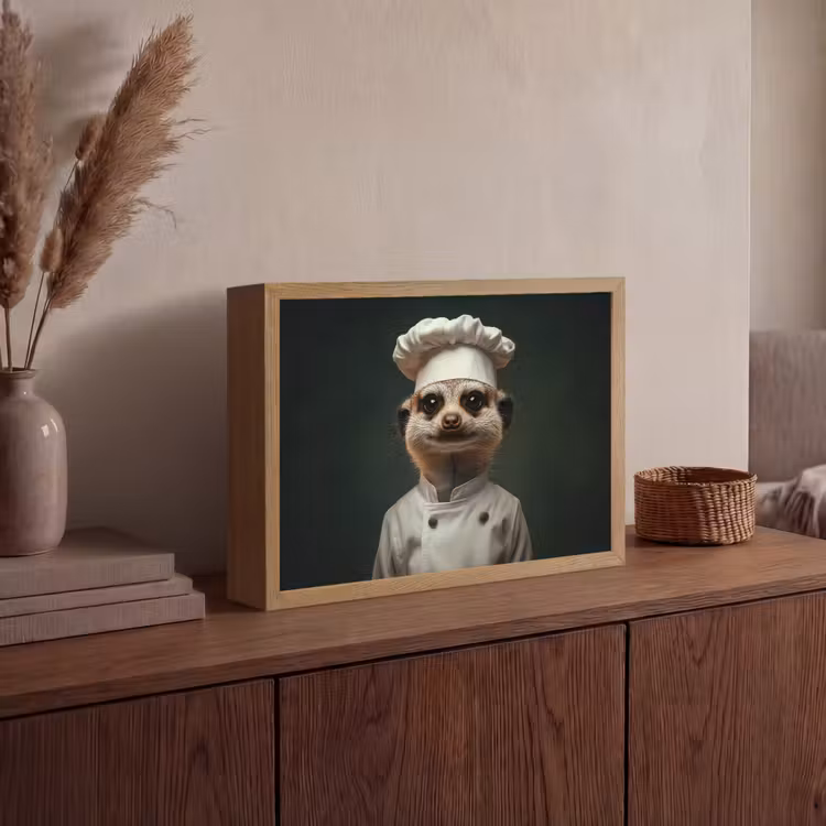 Dier - Kok - Stokstaartje Light Box met batterij (Wandlamp) middel -sfeer2