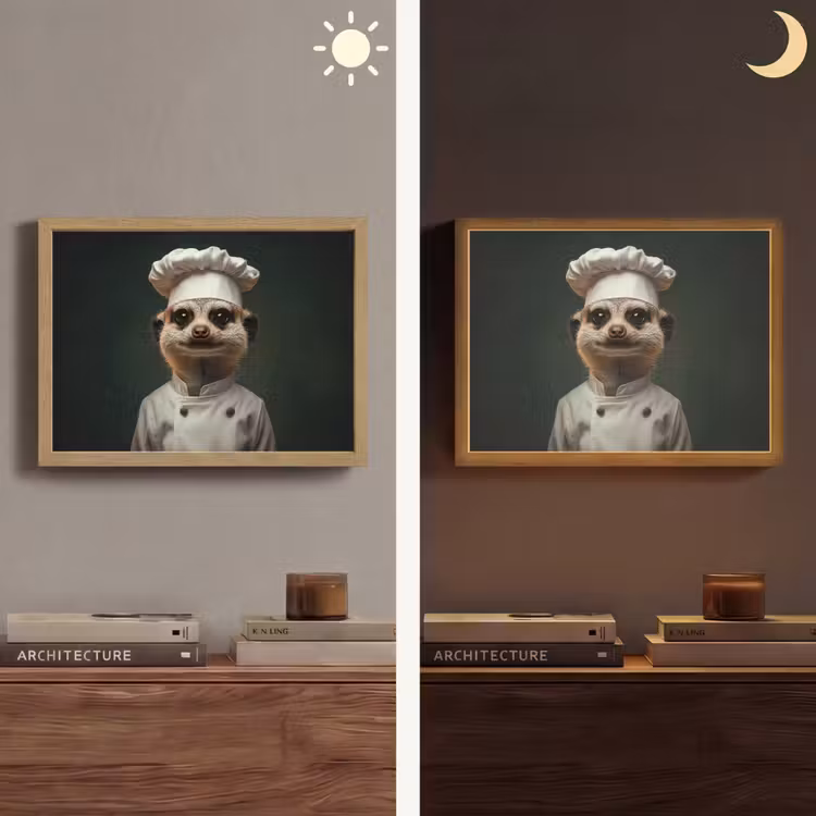 Dier - Kok - Stokstaartje Light Box met batterij (Wandlamp) middel -sfeer3