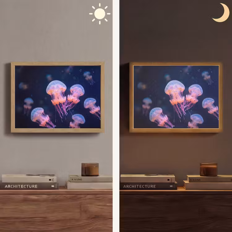 Dier - Onderwater - Natuur - Roze - Mysterieus Light Box met batterij (Wandlamp) middel -sfeer3