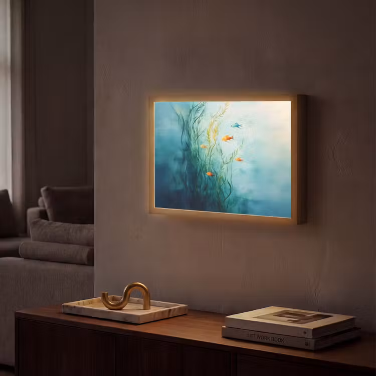 Waterplanten - Vissen - Kleurrijk - Water Light Box met batterij (Wandlamp) middel -sfeer1