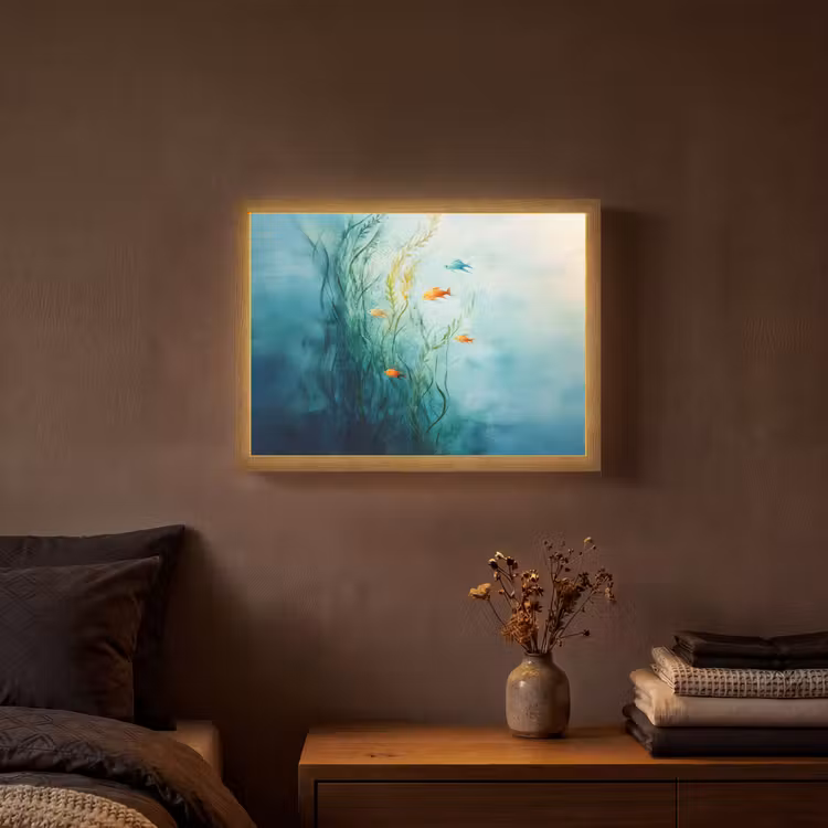 Waterplanten - Vissen - Kleurrijk - Water Light Box met batterij (Wandlamp) middel -sfeer4