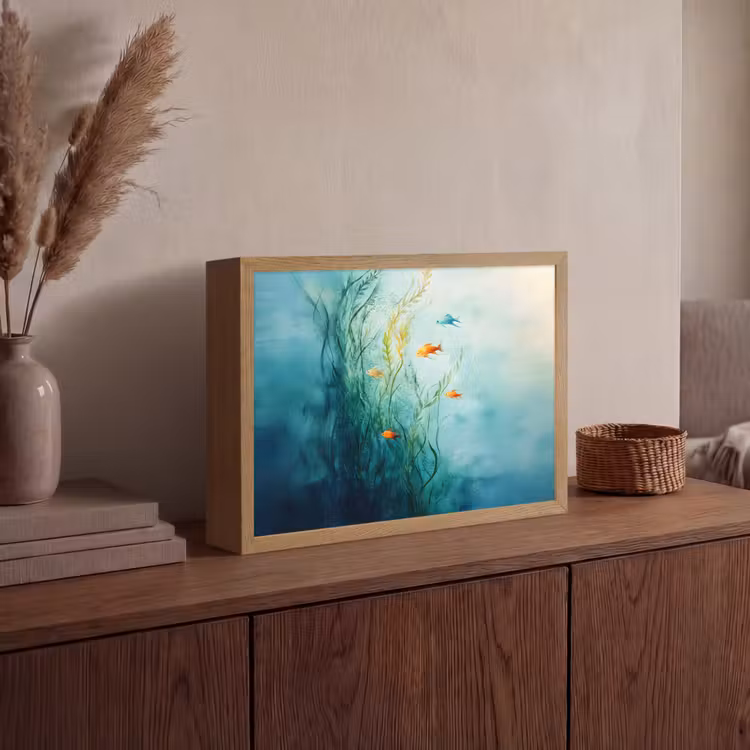 Waterplanten - Vissen - Kleurrijk - Water Light Box met batterij (Wandlamp) middel -sfeer2