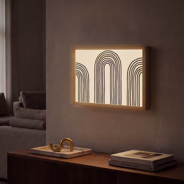Boogvormen - Zwart - Strak Light Box met batterij (Wandlamp) middel -sfeer1