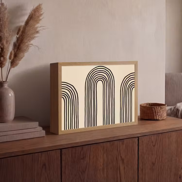 Boogvormen - Zwart - Strak Light Box met batterij (Wandlamp) middel -sfeer2