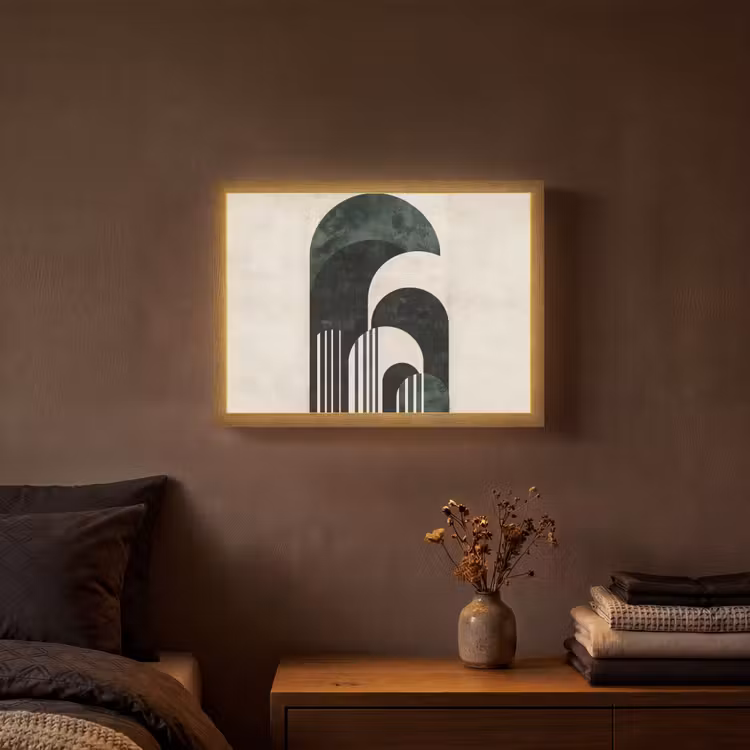 Bogen - Donkergroen - Lijnen Light Box met batterij (Wandlamp) middel -sfeer4