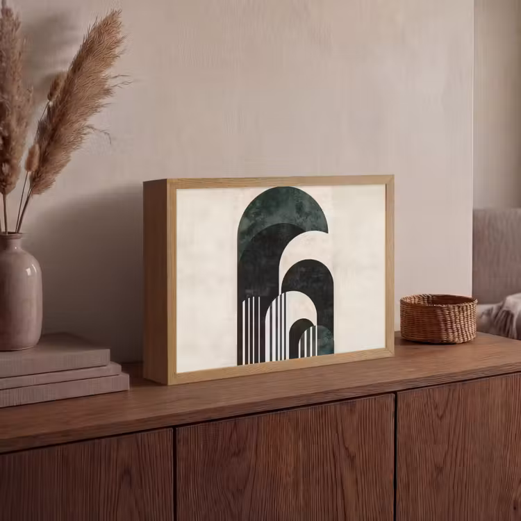 Bogen - Donkergroen - Lijnen Light Box met batterij (Wandlamp) middel -sfeer2