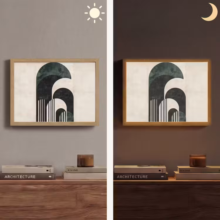 Bogen - Donkergroen - Lijnen Light Box met batterij (Wandlamp) middel -sfeer3