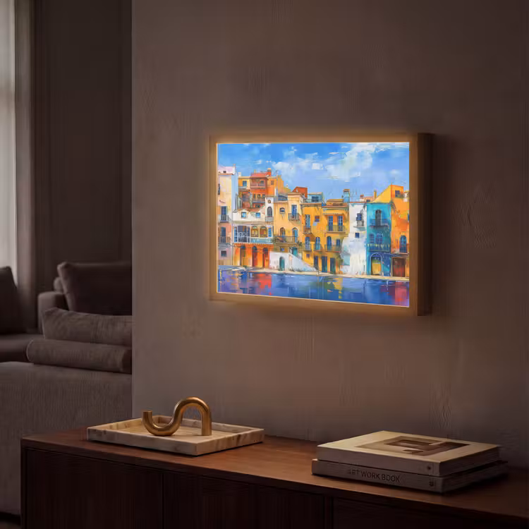 Architectuur - Kleurrijk - Kunst - Modern Light Box met batterij (Wandlamp) middel -sfeer1