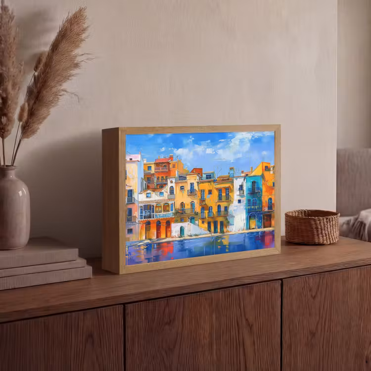 Architectuur - Kleurrijk - Kunst - Modern Light Box met batterij (Wandlamp) middel -sfeer2