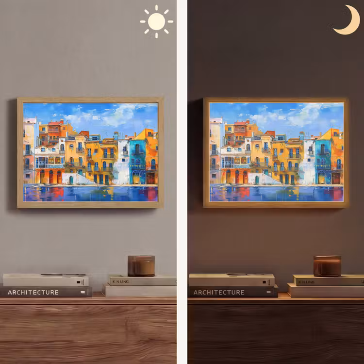 Architectuur - Kleurrijk - Kunst - Modern Light Box met batterij (Wandlamp) middel -sfeer3