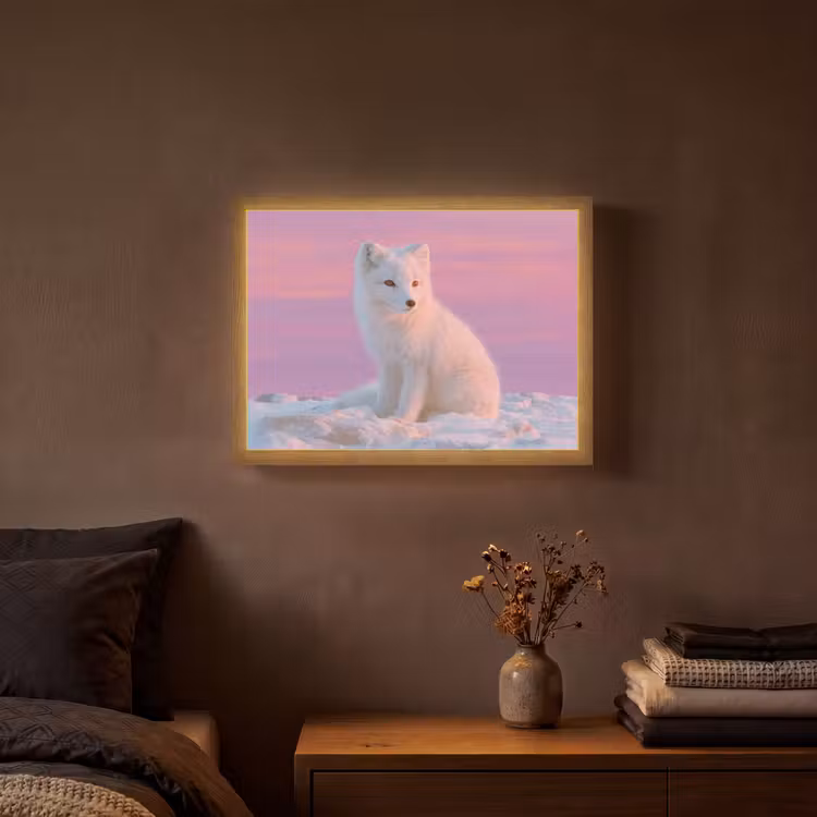 Poolvos - Sneeuw - Roze Light Box met batterij (Wandlamp) middel -sfeer4