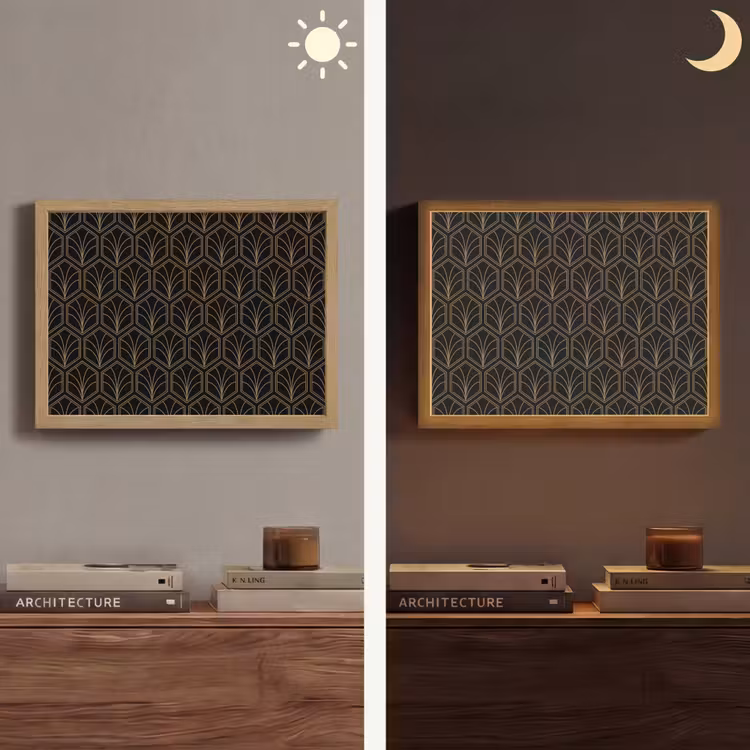 Pijlvorm - Waaier - Goud Light Box met batterij (Wandlamp) middel 907 -sfeer3