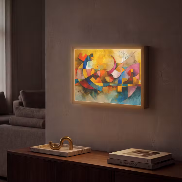 Kunst - Abstract - Aesthetic - Kleurrijk - Art Light Box met batterij (Wandlamp) middel -sfeer1