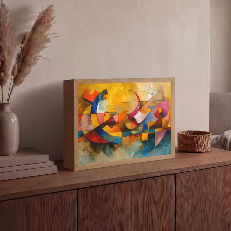 Kunst - Abstract - Aesthetic - Kleurrijk - Art Light Box met batterij (Wandlamp) middel -sfeer2