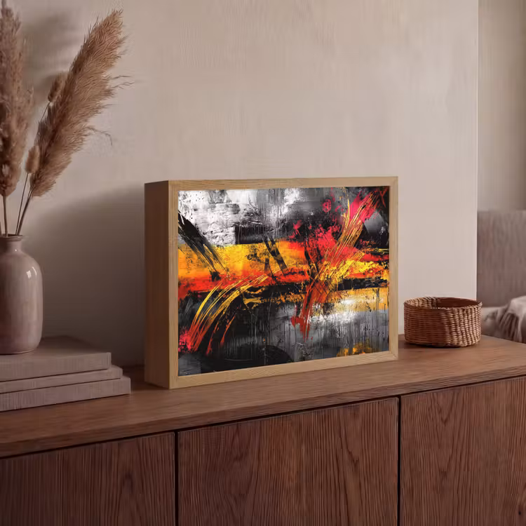 Kunst - Zwart - Abstract Light Box met batterij (Wandlamp) middel -sfeer2