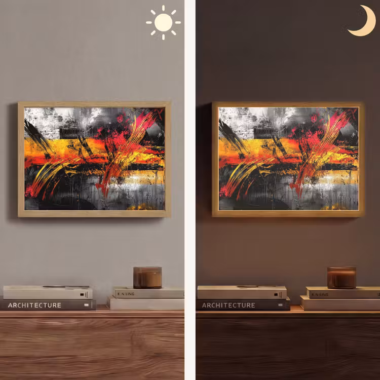 Kunst - Zwart - Abstract Light Box met batterij (Wandlamp) middel -sfeer3